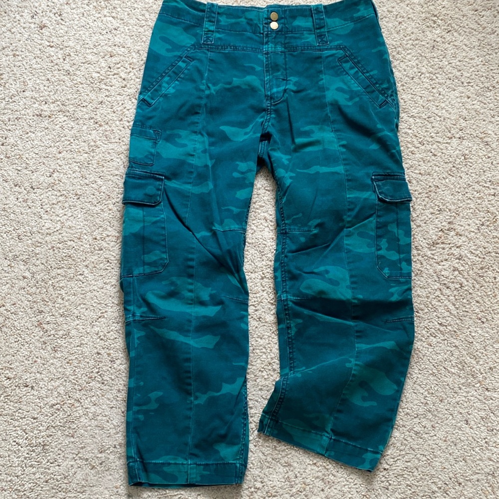 Anthropologie Teal Camo Cropped Jeans. 29.